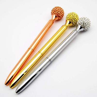 China office & School Pen Promotional Wedding Gift Souvenirs Park Large Diamond Top Crystal Metal Ballpoint Pens With Logo Printed for sale