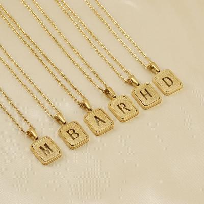 China TRENDY 18k Gold Plated Hollow Letter Necklace Stainless Steel Snake Bone Chain Pendant Necklace For Women for sale