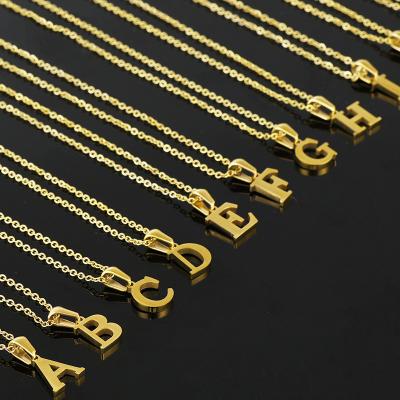 China TRENDY Fashion 18k Gold Plated Stainless Steel Chain Man/women A To Z Initial Letter Alphabet Stainless Steel Necklace for sale