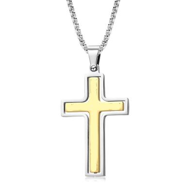 China TRENDY American Style Rotatable Stainless Steel Cross Necklace Niche Personality Cross Pendant for sale