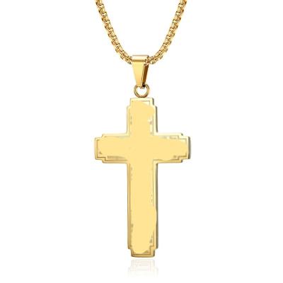 China TRENDY 2023 Jewelry Source Factory European and American Style Simple Cross Necklace Personality Stainless Steel Cross Pendant for sale