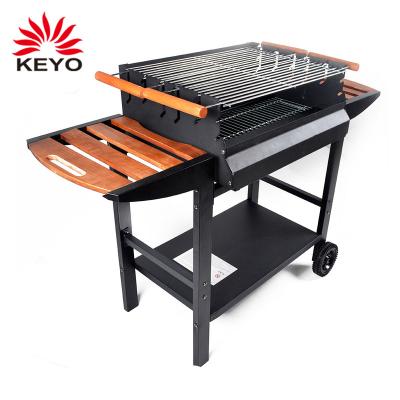 China Easily Assembled Adjustable Cooking Grill Forest Square Charcoal Bbq Grills Grate Size Barbecue Rectangle BBQ Grills With Wooden Table for sale