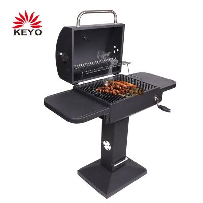 China KEYO New Model Easy Assembled Standing Pedestal Barbecue Charcoal BBQ Low Grill With Inner Wheels for sale