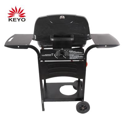 China 2019 Hot Selling Outdoor Size Adjustable Black 2 Burners Lpg Butane Table Gas BBQ Grills for sale