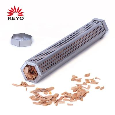 China KEYO Upgraded Pellet Smoker Dustproof Tube 12 Inch Hexagon Stainless Steel BBQ Pellet Smoker Wood Tube for sale