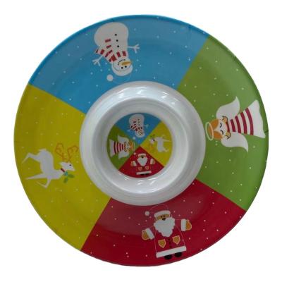 China Sustainable Bestselling Melamine Round Plates Custom Printing Melamine Dishes Used For Christmas Day for sale