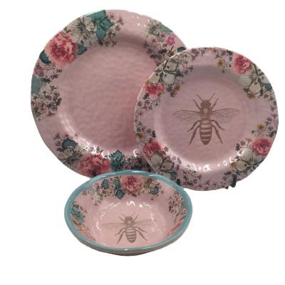 China Wholesale high quality melamine dinner set melamine dinnerware set minimalist 12pcs western melamine cookware sets butterfly love for sale