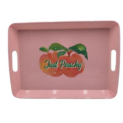 China Factory Sustainable Supply Customized Wholesale Melamine Ware Melamine Tray With Handle Melamine Tray Rectangle Dishwasher Safe for sale