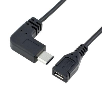 China 2M USB2.0 TYPE-C(USB-C) TO MICRO USB DATA CABLE, RIGHT ANGEL MALE TO MALE for sale