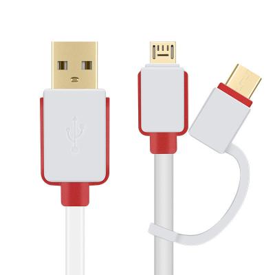 China Reversible Charging USB Type-C Cable 2 in 1 Micro USB with Type C Adapter Convertor for sale