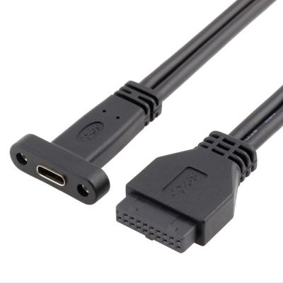 China 3.1 USB - C to 20 Pin Female Panel Mount Cables Low Profile Bracket for Computer Case for sale