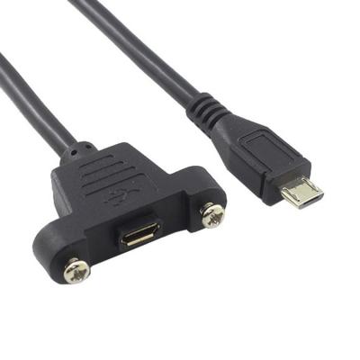 China Nickel Plated Female Panel Mount Cables , Micro USB 2.0 Extension Cable for sale