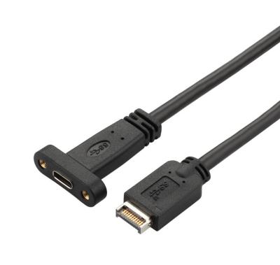 China USB3.1 Type - E to Type - C Panel Mount Cable Male to Female Black for sale