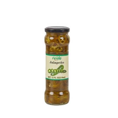 China Natural Salted Pickled Sliced ​​Jalapeno Canned In 332g Kosher Glass Jar HACCP Style for sale