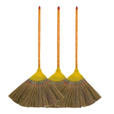 China Sorghum Bamboo Short Solid Road Handle Household Sweeping Broom Hotel Construction Site Yard Cleaning Broom Old-fashioned Broom for sale