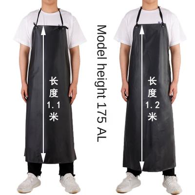 China PVC Army Green Thickening Kitchen Food Apron Adult Soft Leather Waterproof Oil-proof Single Slaughter Apron for sale