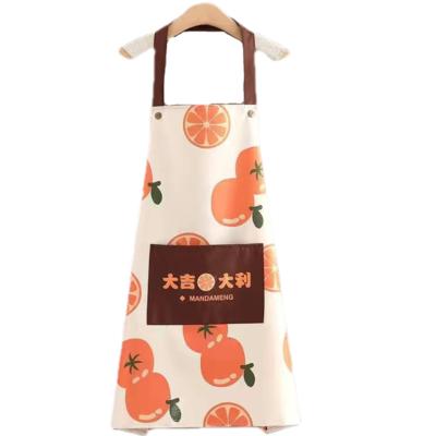 China Waterproof Cleaning Apron Women's Fashion Kitchen Household Hand Work Wear Erasable Stain-Resistant Apron Printed Overclothes for sale