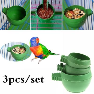 China 3 Pcs Sustainable Plastic Pet Feeder Bird Food Cups/Mini Bird Feeder Set Pigeons Water Bowl for sale