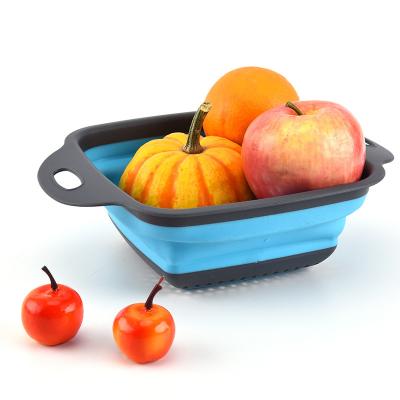 China Sustainable Kitchen Gadgets 2022 Foldable Fruit & Vegetable Kitchen Product Fruit Basket Washing Tray Drainage Basket for sale