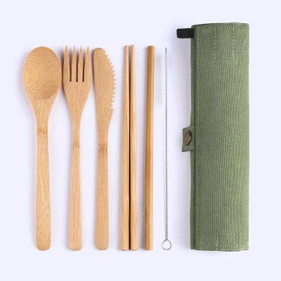 China Eco Friendly Reusable Reusable Bamboo Travel Dinnerware Set Cutlery Set Dinner Kitchen Home Items Use 100% Biodegradable Tableware for sale