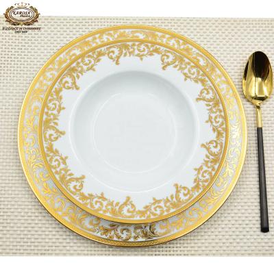 China Sustainable Luxury Gold Dinnerware Set Dinnerware Set Gold Porcelain Dinnerware Set for sale