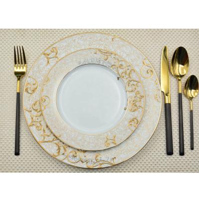 China Viable 98 Pcs Style Bone China Dinner Set Fine Bone China Dishes Sets Dinnerware Sets With Gold for sale