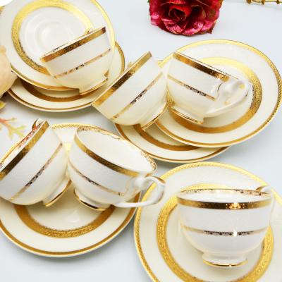 China Real Gold Rim Set Coffee Tea Set 24K Gold Cup/Saucer Set for sale