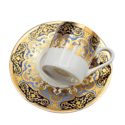 China Viable Turkish Coffee Cup Tea Cups With Saucers Customized Golden Coffee And Tea Sets With Coffee Pot for sale