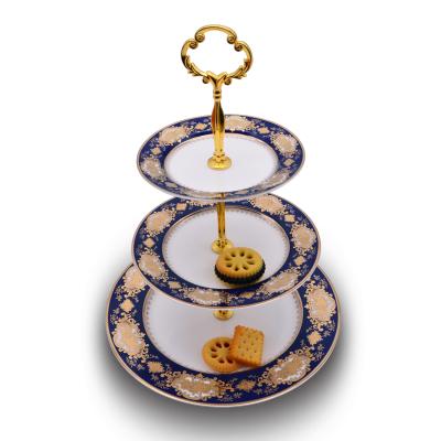 China Sustainable Customized Luxury Gold Cake Dish Set High Embossed Gold Coffee Set for sale