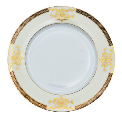 China Viable Wholesale Bulk Cheap Gold Rim Dinner Set Porcelain Dish Dinnerware Set for sale