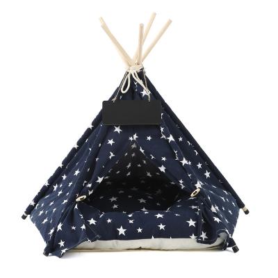 China New Design Canvas Oxford Cloth Outdoor Camping Wooden Dog Breathable Folding Cat Tent for sale