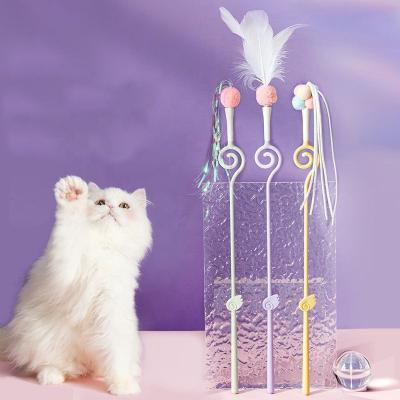 China 2022 Viable Newcomer Cute Exquisite Cartoon Design Cat Teaser Wand Stick Funny for sale