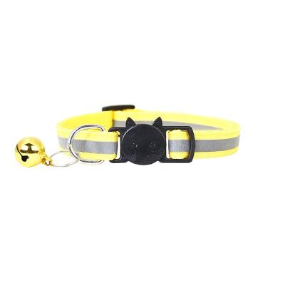 China Reflective Fashionable Durable Multi-colors Polyester Suitable Cat Collar With Bells Buckle for sale