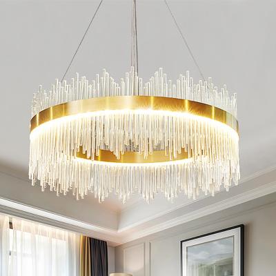 China Newest Modern Hotel Gold Crystal Chandelier Lighting Luxury Decorative Light Hanging Chandeliers Pendent Lights for sale