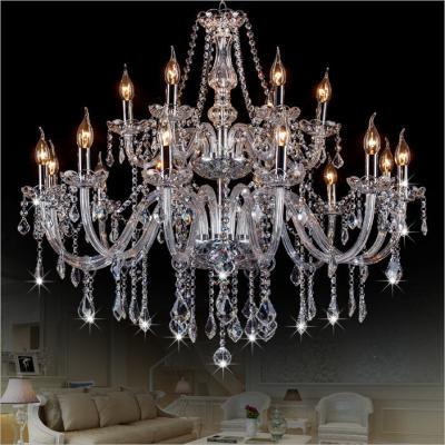 China Fast delivery 2 large crystal chandelier hoteselling traditional transparent k9 layers crystal chandelier lamp for decoration for sale