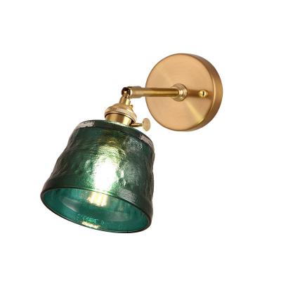 China Modern Vintage Hand Blown Glass Scone American Countryside E27 Wall Lamp Bronze Elegant Bedside Lamp for sale