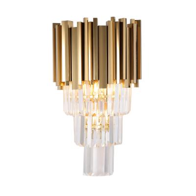 China Modern Good Quality Modern Gold Color Crystal Wall Lamp K9 Aluminum Crystal Sconce for sale