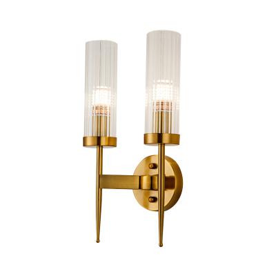 China Modern Antique Gold Finish Hotel Home Sconce E27 Wall Blown Glass Metal Wall Lamp for sale