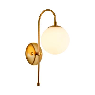 China Gold Finish Glass Wall Lamp Modern Antique Hand Sconce Modern White Swollen Wall Lamp E27 Decorative Light for sale