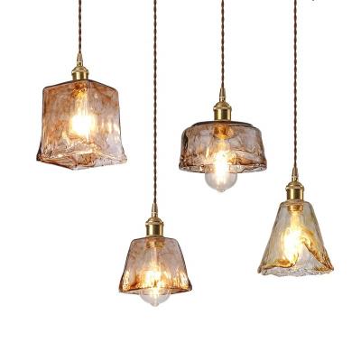 China New Traditional Art Glass Led Single Pendant Lamp For Living Room Dining Amber Color Factory Directly Light for sale