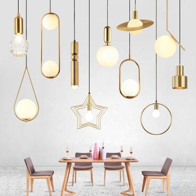 China Contemporary Promotional Modern Glass Globe Glass Bedside Living Room Pendant Lamp Gold Factory Price Pendant Light for sale