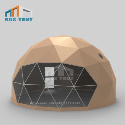 China 7M UV-resistant geodesic dome tent in stock with coated white steel and dome cover for cheap hotel dome house tent for sale