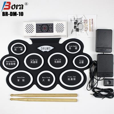 China Hand Percussion Roll Up Portable Drum Kit Silicone Digital Drum Practice Pad for sale