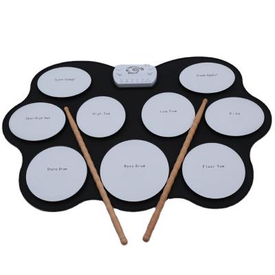 China Mini Musical Instrument Portable Drum Kit Silicone Roll Up Drum Factory Foldable Drum Set for sale