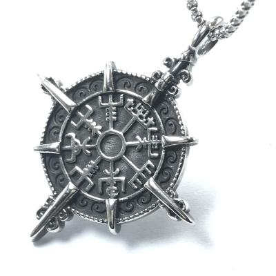 China Hot Selling Popular Necklace Men's Viking Viking Compass Time Gemstone Pendant Punk Gift for sale