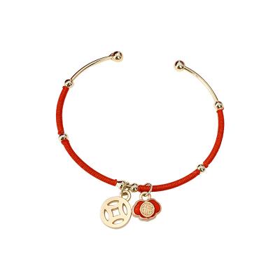 China TRENDY Lucky Rat Year of the Rooster Red Rope Bracelet Female Hand - Zodiac Mouse Woven Simple Open Bracelet for sale