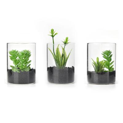 China 2020 High Simulation Hot Sale High Simulation Home Decoration Artificia Plants Glass Mini Greenhouse for sale