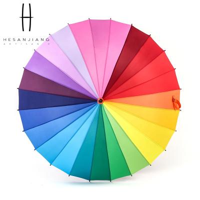 China All In 1 Product Wholesale Creative Straight Hot Sale Manual Umbrella Rainbow 24K Open Umbrella for sale