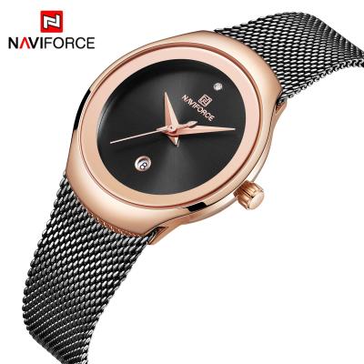 China Naviforce 5004 Full Calendar Lady Dressing Casual Wrist Popular Brand New Watch IP Coating Naviforce Watches for sale