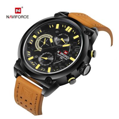 China Luxury Naviforce 9068 Design Naviforce 9068 Luxury Leather Band Chronograph Quartz Watches For Men Original for sale